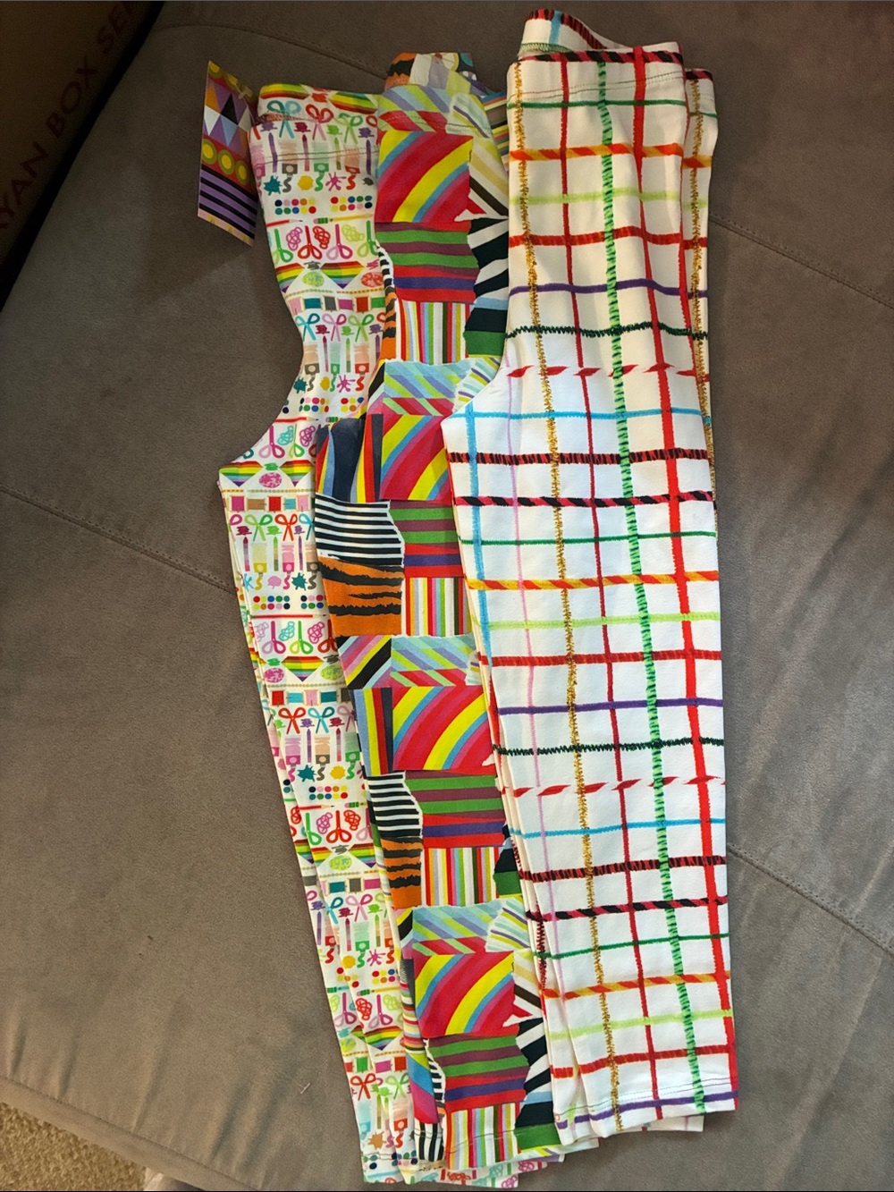 Kids Multicolor Patterned Leggings - Bright Rainbow & Plaid